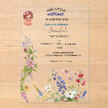 Wildflower Girl First Birthday Invitation | Floral