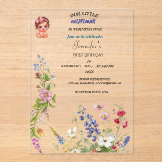 Wildflower Girl First Birthday Invitation | Floral