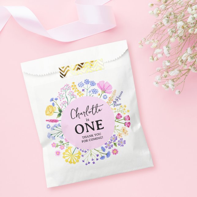 Wildflower Girl First Birthday Thank You Favour Bag (Wildflower Girl First Birthday Thank You Favor Bag)