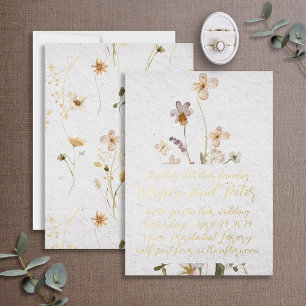Wildflower Gold Foil Calligraphy Fine Art Style