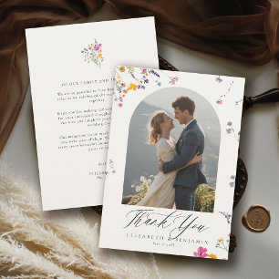 Wildflower Grace Modern Watercolor Arch Wedding Thank You Card