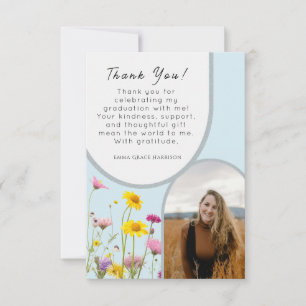 Wildflower Graduation Arch Photo Elegant Thank You Card