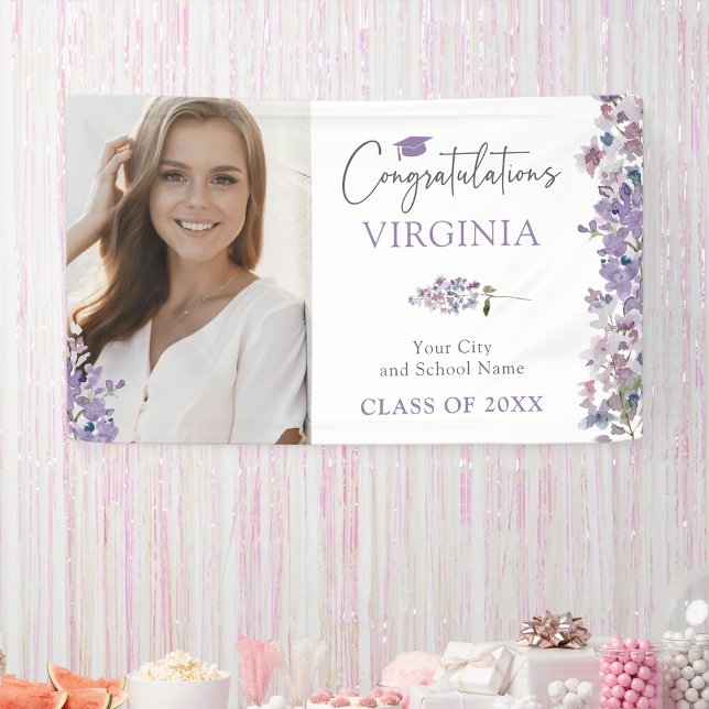Wildflower Graduation Banner (Lilac Wildflower Graduation Banner by Painted Paperie
)