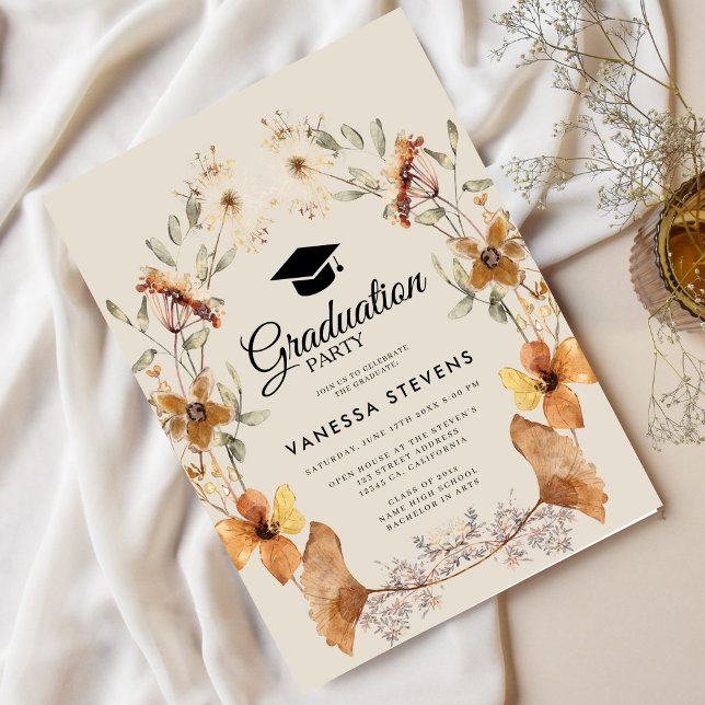 Wildflower Graduation Cap Party  Invitation (Creator Uploaded)