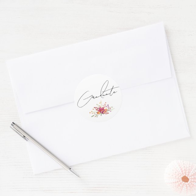Wildflower Graduation Classic Round Sticker (Envelope)