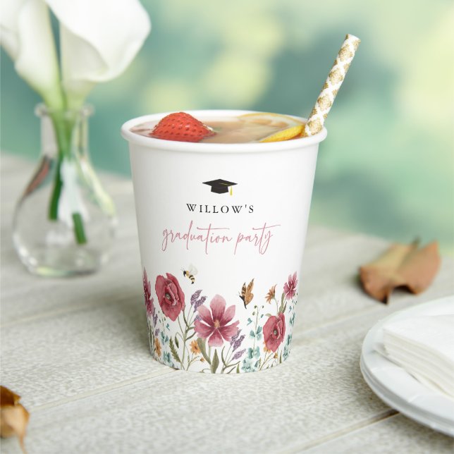 Wildflower Graduation Paper Cup Floral Boho (Insitu)
