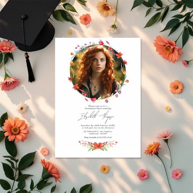 Wildflower Graduation Party Photo Invitation (Wildflower Graduation Party Photo Invitation)