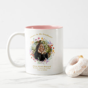 Wildflower Graduation Photo Cheers to the Graduate Two-Tone Coffee Mug