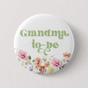 Wildflower grandma to be 6 cm round badge