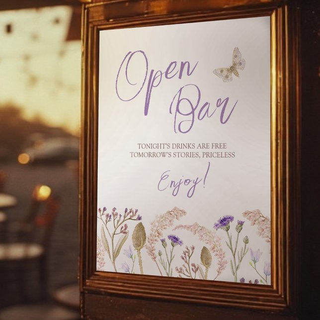 Wildflower grass watercolor fall wedding Open Bar  Poster (Creator Uploaded)