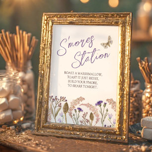 Wildflower grass watercolor fall wedding s'mores  poster