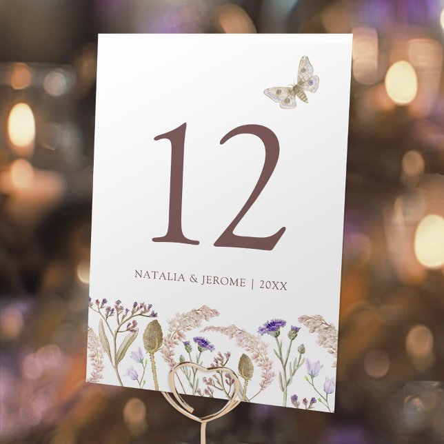 Wildflower grass watercolor fall wedding table number (Creator Uploaded)