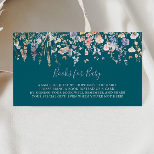 Wildflower Green Baby Shower Book Request Enclosure Card (Creator Uploaded)