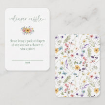 Wildflower Green Baby Shower Diaper Raffle Card