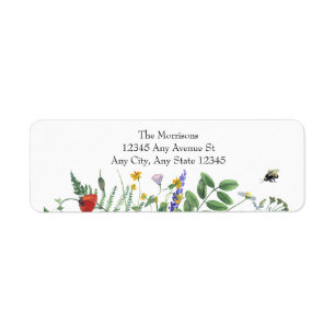 Wildflower Greenery   Bees Floral Return Address Label