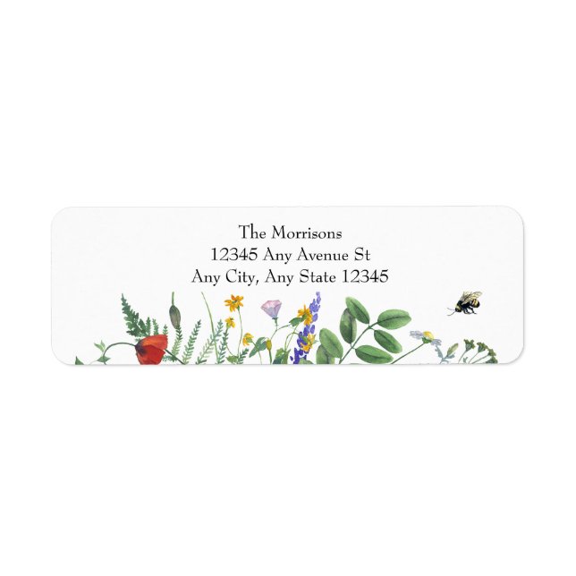 Wildflower Greenery | Bees Floral Return Address Label (Front)