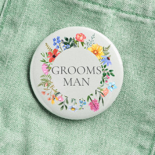 Wildflower Groomsman Wedding 3 Cm Round Badge