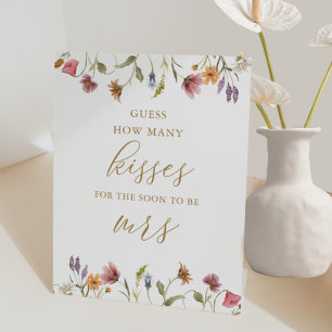 Wildflower Guess How Many Kisses Bridal Game Pedestal Sign