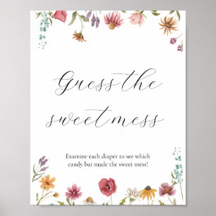 Wildflower Guess the Sweet Mess Baby Shower Sign