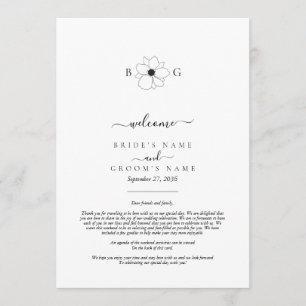 Wildflower Hand-Drawn Monogram Wedding Itinerary Program