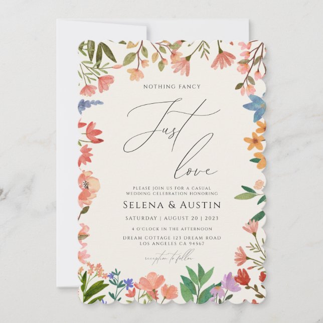 Wildflower Handscript Nothing Fancy Just Love   Invitation (Front)