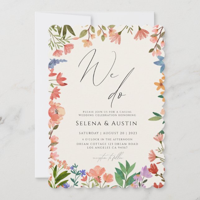 Wildflower Handscript we do wedding Invitation (Front)