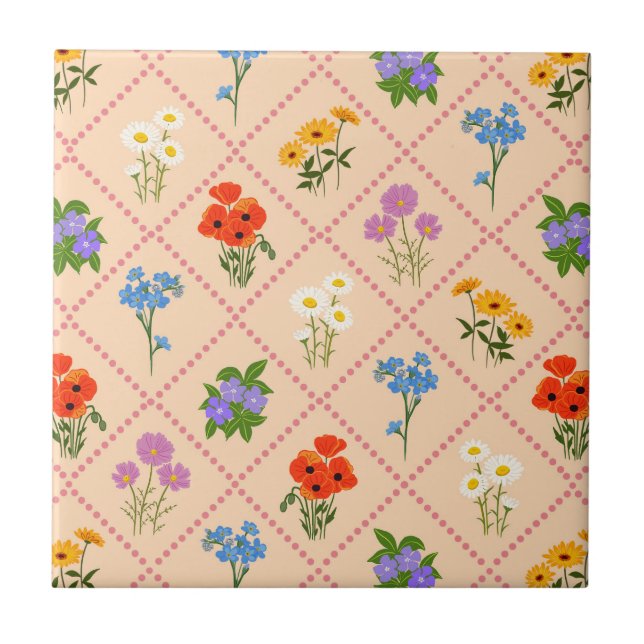 Wildflower Harlequin Garden Ceramic Tile (Front)