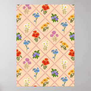 Wildflower Harlequin Garden Poster