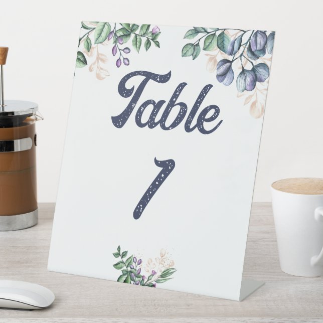 Wildflower Harmony Wedding Table Number Pedestal Sign (In SItu)