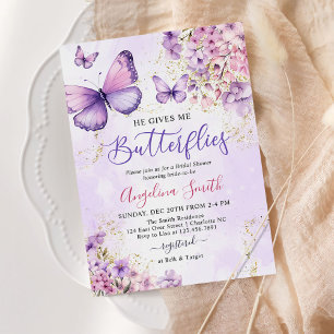 Wildflower He Gives Me Butterflies Bridal Shower Invitation