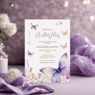 Wildflower He Gives Me Butterflies Bridal Shower  Invitation
