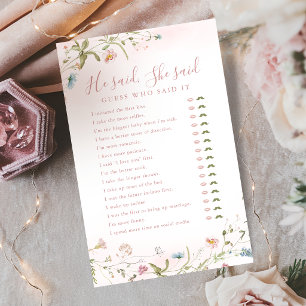 Wildflower He said She said bridal shower game