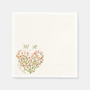 Wildflower heart Wedding  Napkin