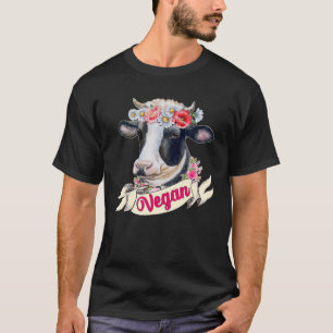 Wildflower Highland Cow Farm Animal Vegan Vegetari T-Shirt
