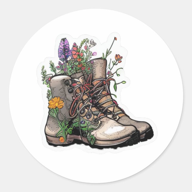 Wildflower Hiking Boot: Experience Unbridled Freed Classic Round Sticker (Front)