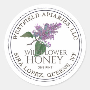 Wildflower Honey Jar Flower Purple Lilac Classic Round Sticker