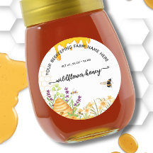 Wildflower Honey Jar Labels | Honeybee Bee Apiary