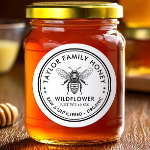 Wildflower honey label with custom colour bee