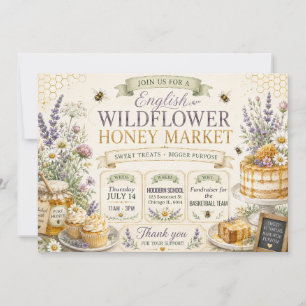 Wildflower Honey Market Bake Sale Design Invitation