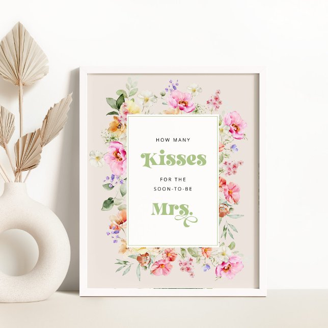 Wildflower how many kisses bridal shower game poster (Creator Uploaded)