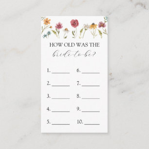 Wildflower How Old is the Bride to Be game card