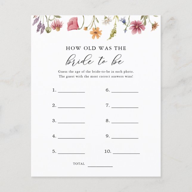 Wildflower How Old Was The Bride To Be Game  (Front)