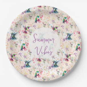 Wildflower & Hummingbird Summer Vibes Paper Plates