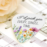 Wildflower I'd Pick You Pretty Floral Personalised<br><div class="desc">Country wildflower guitar pick personalised on the back and lettered with "I'd pick you every. single. time. The design features delicate watercolor meadow wild flowers in pink orange and yellow. It is lettered with casual modern script and whimsical typography. Feel free to change the font or background colour to suit...</div>