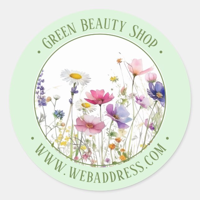 Wildflower illustration custom text sticker (Front)