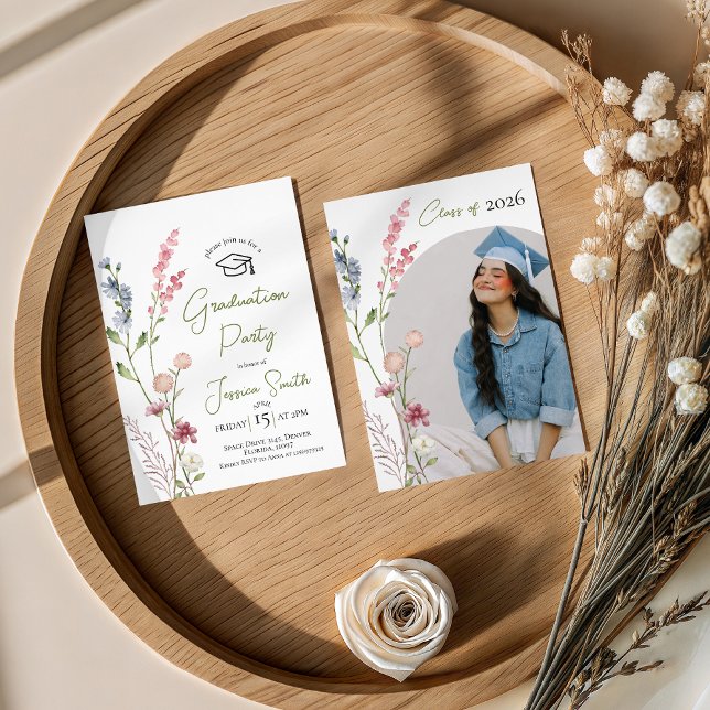 Wildflower Illustration Graduation Invite (Creator Uploaded)