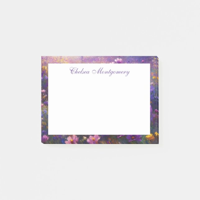 Wildflower Impressionist Painting Personalised Post-it Notes (Front)