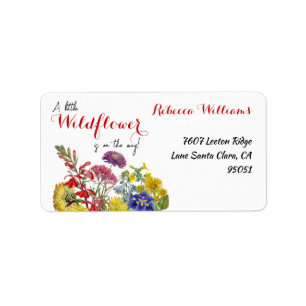 Wildflower in Bloom Floral Baby Shower Address Label