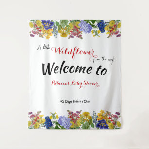 Wildflower in Bloom Floral Baby Shower Backbrop Tapestry