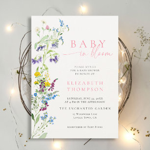 Wildflower in Bloom Garden Party Girl Baby Shower Invitation